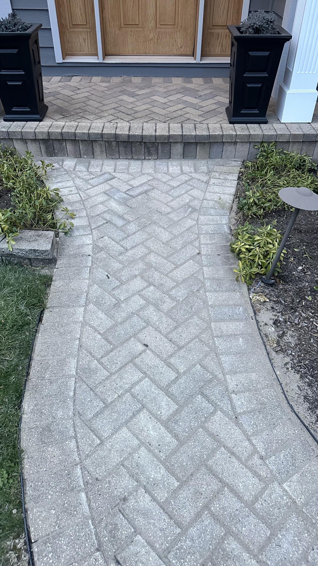 Brick Paving Repair of a Front Entryway Hardscape: Before & After of Mission Brick Pavings Repair Project in Naperville